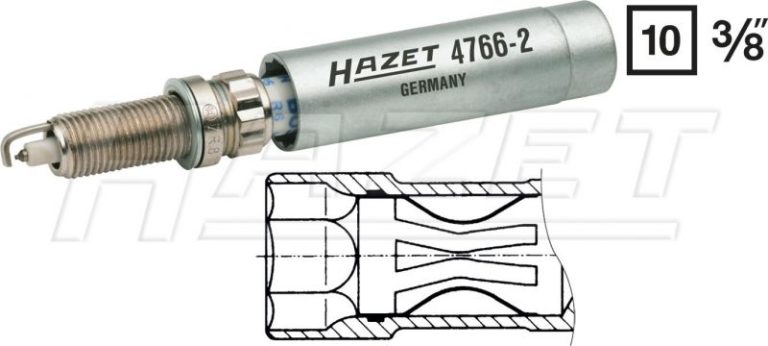 Clé à Bougie Hazet 4766-3 - Pour Bougies 14 Mm, Entraînement 3/8", Avec Cardan, 12 Pans - 10